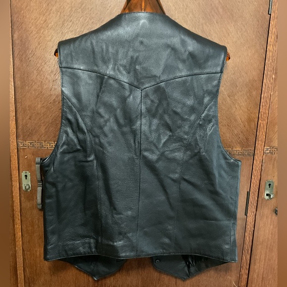 ALAMO UOMO men’s black leather vest size S - Picture 2 of 5